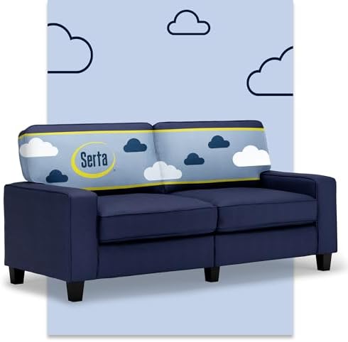 Serta Palisades 73" Track Arm Sofa, Easy Care Polyester, Soft Pillow Back by Serta
