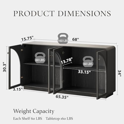 Sideboard Buffet Cabinet with Storage, Modern Coffee Bar Liquor Cabinet w/2 - Image 2
