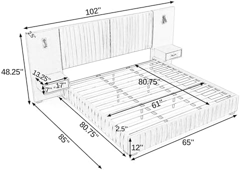 Queen Size Chenille Platform Bed - Image 2