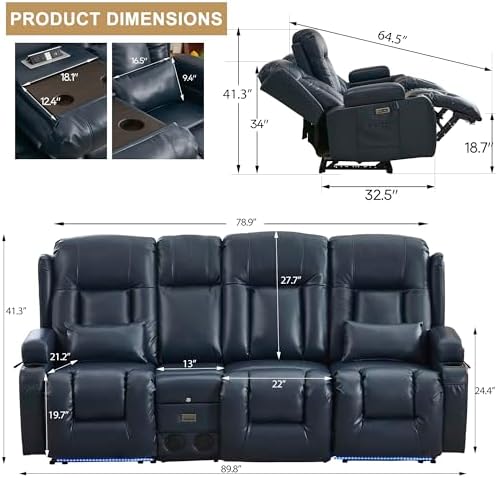 URRED Power Loveseat Recliner Sofa - Image 3