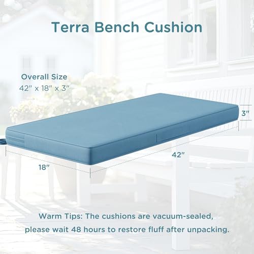 Codi Outdoor Bench Cushion for Patio Furniture, Teal Blue - Image 2