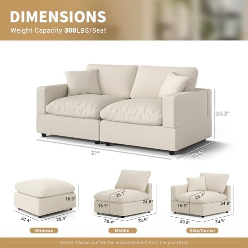 Modern Sectional Linen Cloud Couch - Image 2