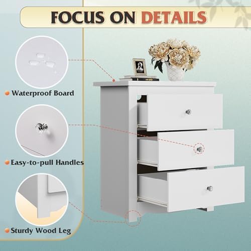 WLIVE Tall Nightstand with Charging Station, Wood Bedside Table - Image 6