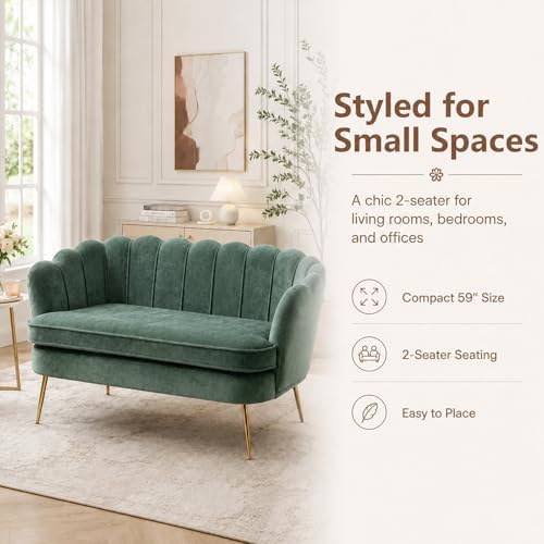 anwickjeff 59" Wide Modern Boucle Loveseat Small Sofa Small Mini Room Couch - Image 5