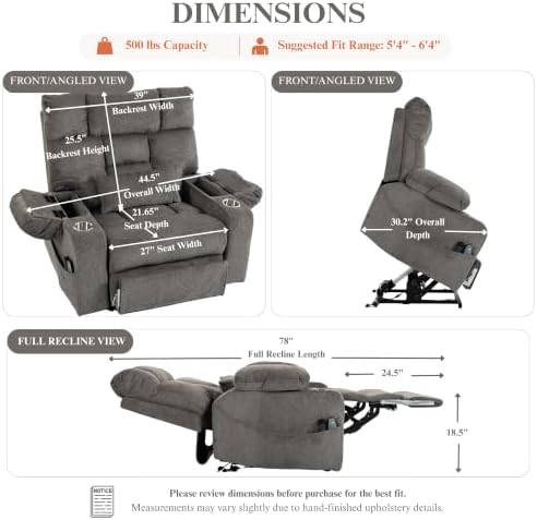 500 lbs Power Lift Recliner for Big & Tall Adults Elderly, Heavy Duty - Image 3