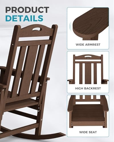 Ciokea Oversized Outdoor Rocking Chairs Set of 8, 380lbs Heavy-Duty Large Patio - Image 6