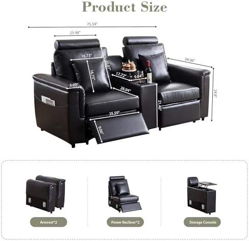 RARZOE Oversized Loveseat Power Recliner Sofa - Image 2