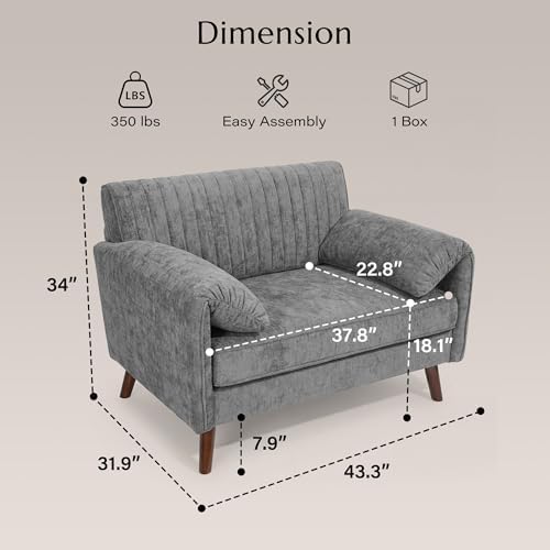 Modern Elegant Oversized Accent Armchair Set of 2, 43.3" Chenille - Image 2