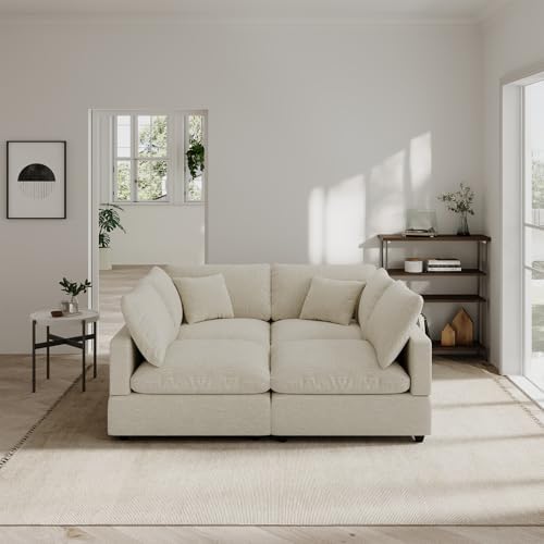 Modern Sectional Linen Couch for Living Room L-Shape Sofas, 4 Seat Modular - Image 5