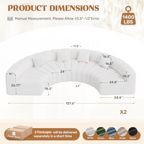 Luxanimarion Oversized Curved Cloud Couch, 8 Seater Modern Round Modular - Image 2