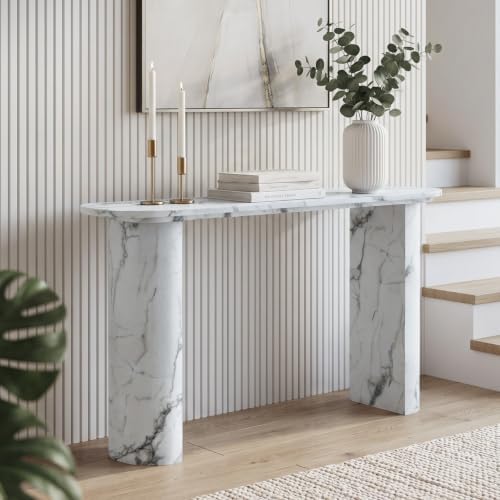 LKTART 55" Console Table, Faux Marble Entryway Table - Image 6