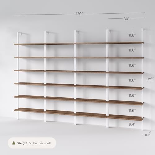 Nathan James Theo 6-Shelf Tall Bookcase, Wall Mount Bookshelf - Image 4