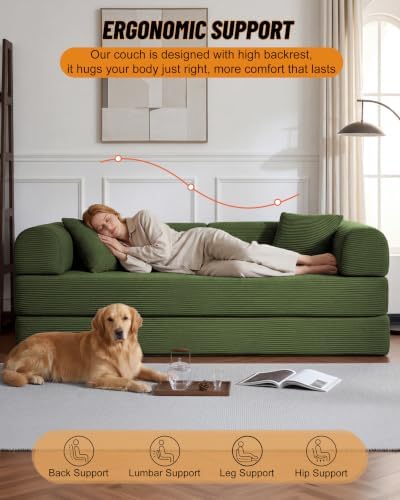 79" Boneless Couch Bed, 6-in-1 Convertible Futon Sleeper Sofa Bed - Image 5