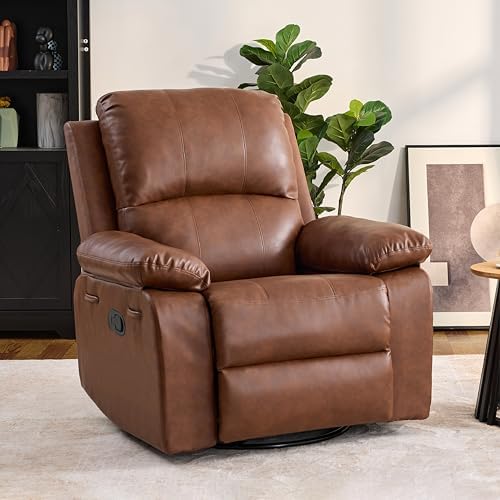 360° Swivel Rocking Leather Recliner Chair by zzlay