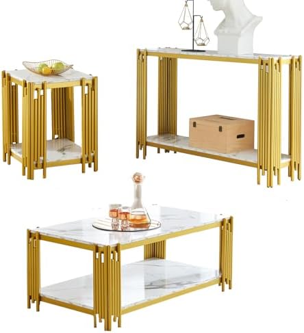 3 Pieces Living Room Table Set, Modern Coffee Table, Console Table and End Table by Unknown