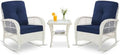 VIVIJASON Outdoor Rocking Chairs Set of 2, 3 Piece Patio Wicker Bistro Set by VIVIJASON