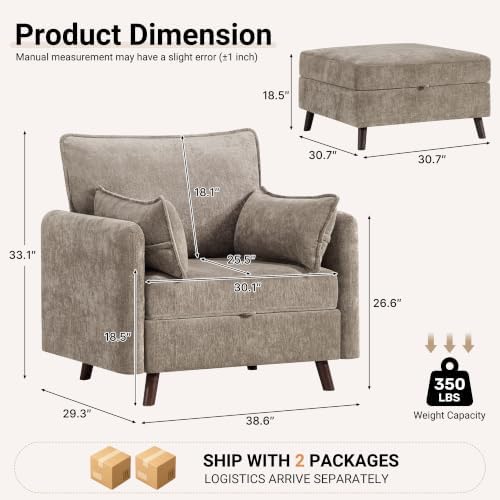 Oversized Accent Chair with Ottoman, All Seats Storage Reading Chair - Image 2