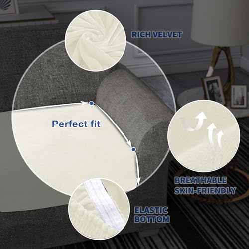 MAXIJIN Velvet Stretch Seat Cushion Covers Couch Cushion Cover - Image 5