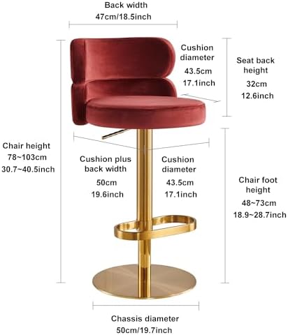 Modern Velvet Bar Stool, Swivel Adjustable Height Kitchen Counter Stool - Image 2
