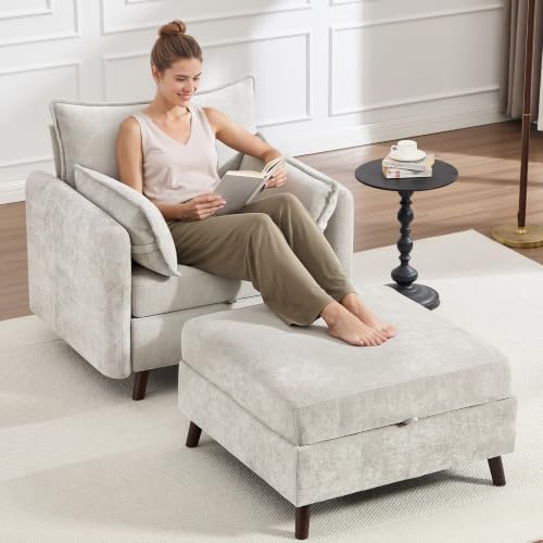 Oversized Accent Chair with Ottoman, All Seats Storage Reading Chair by HOMYKA