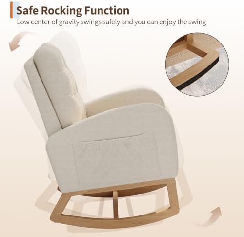 GarveeHome Nursery Rocking Chair, Teddy Fleece Upholstery, Sturdy Wooden Legs & - Image 6