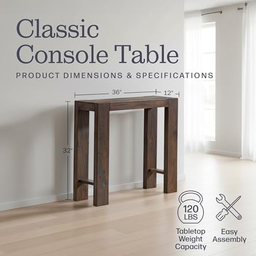 Alaterre Classic Solid Wood Entryway Console Table, 36 Inch - Image 2