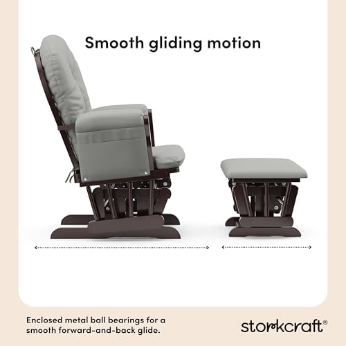 Storkcraft Premium Hoop Glider & Ottoman, Espresso/Light Gray - Image 4