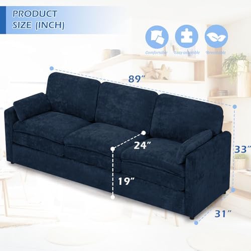 3 Pieces Chenille Sofa Set w/Two Arm Pillows - Image 5