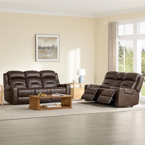 Watson & Whitely Genuine Leather Power Reclining Sofa & Loveseat Set by WatsonWhitely