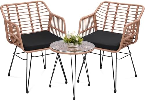 KROFEM 3 Piece Wicker Patio Bistro Furniture Set by KROFEM