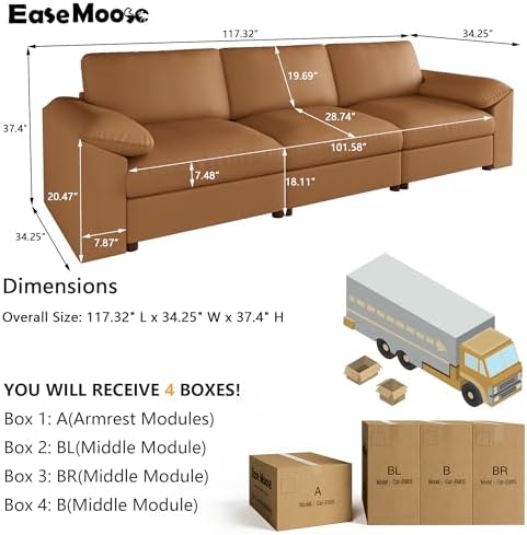 EASE MOOSE Modular Sectional Sofa, 3 Seat Sectional Couch - Image 2