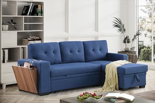 Ball & Cast L-Shape Reversible Sectional Sleeper Sofa Bed, 4 in 1 Pull Out Couch - Image 2