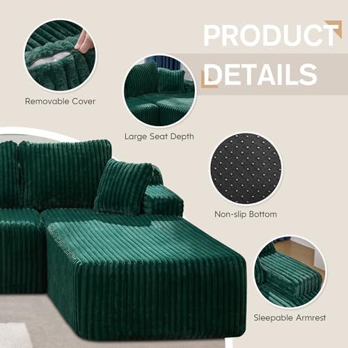Hobestluk Boneless Couches Modular Sectional Sofa L-Shape Oversized Chaise - Image 6