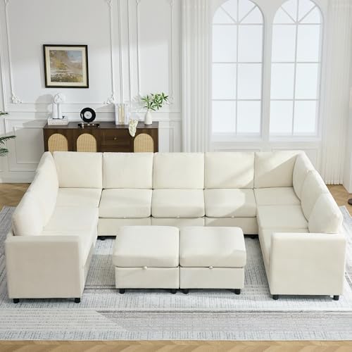 127'' Oversized U Shaped Modular Sofa, Sectional Couches by WUTUTUEE