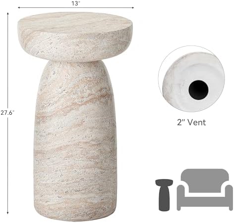 28" Side Table Outdoor, Large Modern Geometric End Table - Image 2