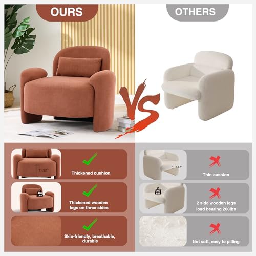 LOULENS Accent Chair Set of 2, Linen Fabric Lounge Armchair - Image 6
