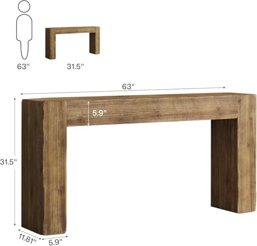 Tribesigns 63-Inch Solid Wood Console Sofa Table, Farmhouse Long Entryway Table - Image 2