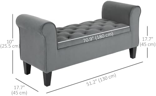 HOMCOM Button-Tufted Storage Ottoman Bench - Image 3