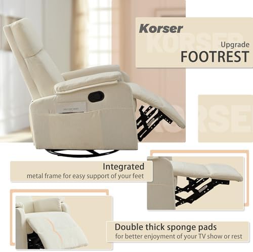 Korser Swivel Rocking Recliner - Image 5