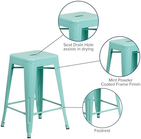 Flash Furniture 24 in Indoor/Outdoor Backless Counter Stool - Image 6