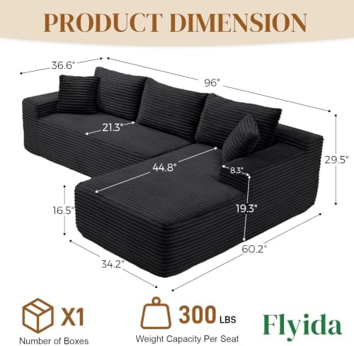 96" Boneless Cloud Sectional Couches - Image 2