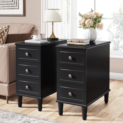 Tribesigns Solid Wood End Table Set of 2, Fully Assembled Narrow Side Table by Tribesigns