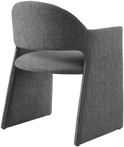Modway Talia Upholstered Fabric Dining Armchair in Charcoal - Image 7