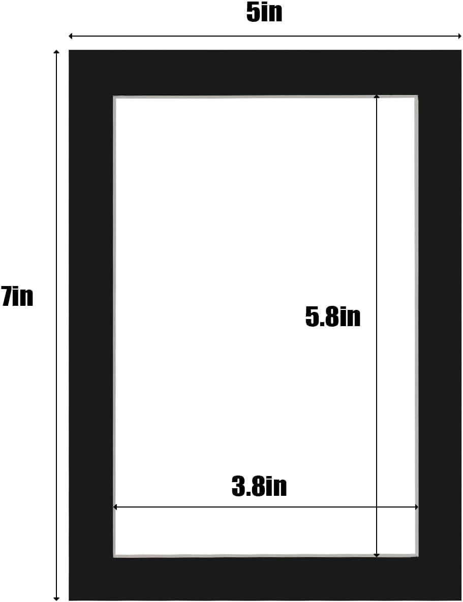 Egofine 5x7 Black Picture Mats Pack of 11, Frame Mattes for 4x6 Pictures, Acid Free, 1.2mm Thickness, with Core Bevel Cut