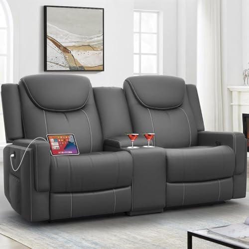 Dresegmt Loveseat Recliner Sofa, Cup Holders, Storage & USB Ports, Ergonomics， by Dresegmt