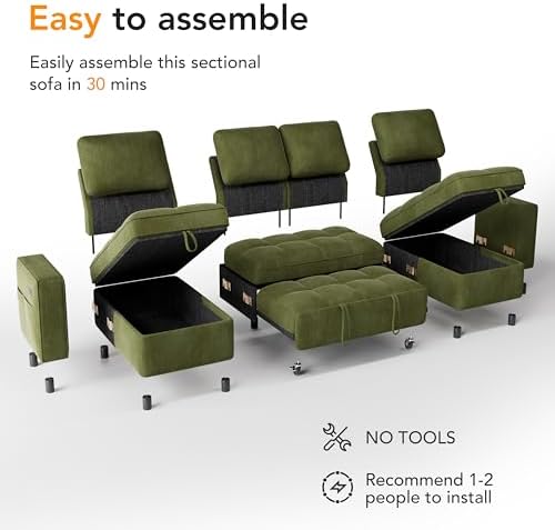 WEUP Modular Sectional Sleeper Sofa Bed, Pull Out Couch - Image 4
