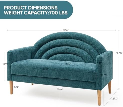 49" Small Loveseat Sofa for Small Spaces, Office Couch - Image 2