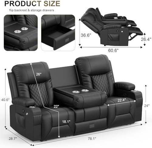 YONISEE 3 Seat Recliner Sofa - Image 2