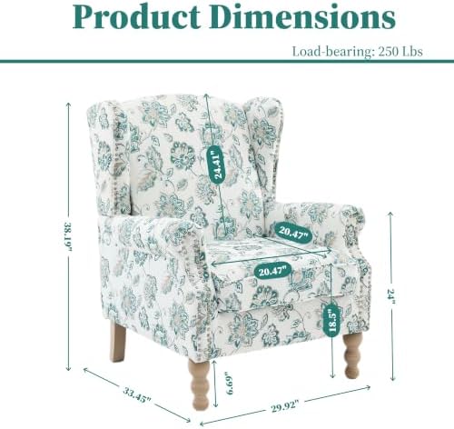 Mid Century Floral Wingback Chair - Image 2