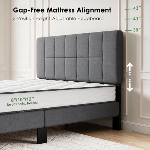 Marsail Queen Bed Frame with 2 Storage Drawers & Upholstered Adjustable - Image 5